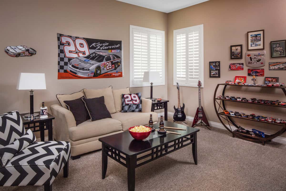 Cincinnati man cave with shutters